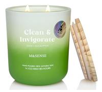 M&SENSE 400g Scented Candle, Sage Eucalyptus Scent, 80 Hour Slow Burning Large Candles, Scented Candle Gift for Women, Family, Friend, Aromatherapy Candles for Spa, Yoga, Meditation