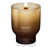 M&SENSE 470g Large Scented Candle Teakwood Intense with Crackling Wood Wick - 95 Hours Long Burning Soy Wax Candles, Luxury Gifts for Women, Non-Toxic Aromatherapy Candle in Tapered Glass Jar