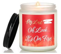 M&SENSE 7 oz Lavender Scented Candle, 48H Lasting Burning Soy Wax Candles, MyLastFck Funny Novelty Text Jar Candles, Couples Present for Anniversary, Holiday, Birthday