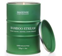 M&SENSE Bamboo Stream Scented Candle, 320g Organic Soy Wax, Up to 70 Hours Burn Time, Non Toxic Fresh Home Fragrance Candle, Zen Aromatherapy Gift for Men and Women, Stress Relief and Meditation