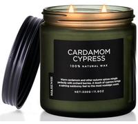 M&SENSE Cardamon & Cypress 2 Cotton Wick Jar Candle, 11.6oz Soy Wax Candle, 70 Hours Burn Time, Autumn Fragrance Candle for Home Decor, Fall Scented Candle for Holiday