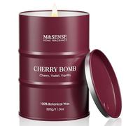 M&SENSE Cherry Bomb Scented Candle, 320g Organic Soy Wax, up to 70 Hours Burn Time, Delicate and Soothing Aromatherapy Gift for Women and Men