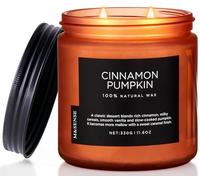 M&SENSE Cinnamon Pumpkin Autumn Scented Candles, 330g Soy Wax 70 Hours | Fall Home Fragrance, Long-Lasting, 2 Cotton Wicks, Slow Burn, Natural, Non-Toxic, Gift for Women, Aromatherapy