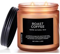 M&SENSE Coffee Candles Scented Strong, 2 Wick Jar Candle 11.6oz, 70 Hours Burning Time, Organic Natural Soy Wax Candle for Bedroom Kitchen Home Decor, Housewarming Gift for Men and Women