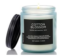 M&SENSE Cotton Blossom Small Soy Wax Scented Candles Gifts for Women 200g 50H Organic Home Fragrance Candles for Bed Room Friend Non Toxic Aromatherapy Candle for Stress Relief