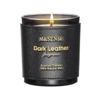 M&SENSE Dark Leather Organic Masculine Scented Candles Gifts for Men 280g 42H Luxury Soy Wax Candle Gift for Women Office Decor Unique Design Fragrance Candle Non Toxic Vegan Birthday Gift for Him