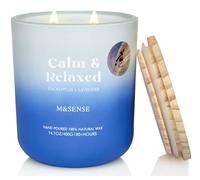 M&SENSE Eucalyptus & Lavender Scented Candle, 400g Large Soy Wax, 80h Slow Burning Candles, 2 Wick Scented Candles Gift for Mom, Friend,Teacher. Aromatherapy Candle for Yoga, Spa, Meditation