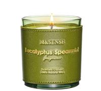 M&SENSE Eucalyptus Mint Oragnic Strong Scented Candles Gifts for Men 280g 42H Special Design Leather Candle Gifts for Women Vegan Soy Aromatherapy Candle for Stress Relief Relaxing Cozy Time