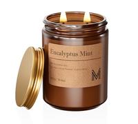 M&SENSE Eucalyptus Mint Scented Candles Gifts for Women 550g Aromatherapy Glass Candle for Home 110 Hours Natural Soy Wax Long Lasting Amber Jar Candles Gift for Birthday Housewarming Christmas