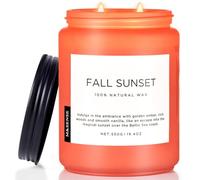 M&SENSE Fall Sunset Large Soy Candles, Amber & Wood Scented Candles 550g 110 Hours Long Lasting Slow Burning, Natural Organic Relaxing Aromatherapy Candle Gifts for Women Men