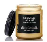 M&SENSE Gardenia Jasmine Small Soy Wax Scented Candles Gifts for Women 200g 50H Organic Candles for Home Decor Bathroom Friend Non Toxic Aromatherapy Candle for Spa Relaxation