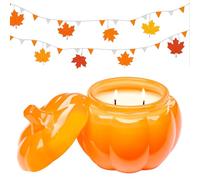 M&SENSE Halloween Pumpkin-Shaped Scented Candles 410g Autumn Pumpkin Spice Candle Pumpkin Apple Pie 85Hours Long Burning Natural Soy Candle for Gift Thanksgiving Halloween Party
