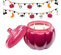 M&SENSE Halloween Pumpkin-Shaped Scented Candles 410g Natural Soy Candle Gothic Cherry 85Hours Long Burning Autumn Pumpkin Spice Candle for Gift Thanksgiving Halloween Party