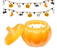M&SENSE Halloween Scented Candles 410g Autumn Pumpkin-Shaped Candle Ghoulish Blueberry 85Hours Long Burning Natural Soy Candle for Gift Thanksgiving Halloween Party