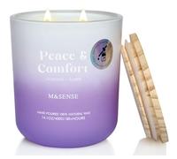 M&SENSE Lavender & Amber Scented Candle, 400g Large Soy Wax, 80h Slow Burning Candles, 2 Wick Scented Candles Gift for Mom, Friend,Teacher. Aromatherapy Candle for Yoga, Spa, Meditation