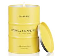 M&SENSE Lemon Grapefruit Scented Candle, 320g Soy Wax, Up to 70 Hours Burn Time, Strong Citrus Home Fragrance Candle, Fresh Aromatherapy Gift for Men and Women, Odour Eliminator and Relaxation