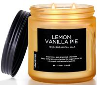 M&SENSE Lemon Vanilla Pie Scented Candles, 11.6oz Non Toxic Natural Soy Candles for Home, 2-Wick Vanilla Candles 70 Hour Burning, Stress Relief Candle Gifts for Women and Men