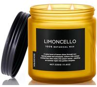 M&SENSE Limoncello Medium Soy Wax Scented Candles Gifts for Women Men 2 Wick 330g 70H Organic Candles for Home Decor Friend Non Toxic Aromatherapy Candle for Stress Reilef Relaxing