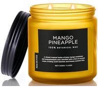 M&SENSE Mango Pineapple Medium Soy Wax Scented Candles Gifts for Women Men 330g 70H Organic Candle for Home Decor Patio Friend 2 Wick Non Toxic Aromatherapy Candles for Summer Vibes Relaxing