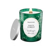 M&SENSE Misty Forest Large Soy Scented Candles Gifts for Women Men 510g 100 Hours Organic Non Toxic Candle for Home Decor Valentines Day Gifts Wooden Wick Aromatherapy Candle for Stress Relief