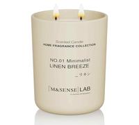 M&SENSE Natural Soy Candle Non Toxic Linen Breeze Scented Candles for Home Large Jar Candles 470g 110 Hours Burn Time Minimalist Aromatherapy Candle Gift for Relaxation, Stress Relief,Mediation