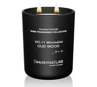M&SENSE Natural Soy Candle Non Toxic Oud Wood Scented Candles for Home Large Jar Candles 470g 110 Hours Burn Time Minimalist Aromatherapy Candle Gift for Relaxation, Stress Relief,Mediation