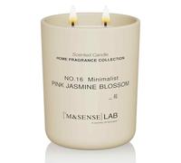 M&SENSE Natural Soy Candle Non Toxic Pink Jasmine Blossom Scented Candles for Home Large Jar Candles 470g 110 Hours Minimalist Aromatherapy Candle Gift for Relaxation, Stress Relief,Mediation