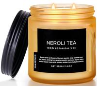 M&SENSE Neroli Tea Organic Soy Wax Scented Candles Gifts for Women 2 Wick 330g 70H Medium Fresh Candles for Men Clear Burning Non Toxic Aromatherapy Candle for Relaxing Stress Relief