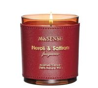 M&SENSE Orange Blossom Saffron Organic Scented Candles Gifts for Women 280g 42H Luxury Leather Floral Soy Candle for Men Non Toxic Unique Romantic Candle Gift for Home Office Decor Study Room