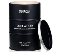M&SENSE Oud Wood Large Scented Candles Gifts for Men，600g 130 Hours Highly Scented Canldes Long Burning, Non Toxic Soy Candles for Home Decor, Unique Candle Gifts for Women