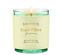 M&SENSE Sage Citrus Energizing Leather Scented Candles Gifts for Women Men 280g 42H Refreshing Herbal Soy Wax Candle for Office Study Room Organic Fresh Morning Boost Fragrance Aromatherapy Candle