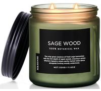 M&SENSE Sage Wood Medium Soy Wax Scented Candles Gifts for Men Strong 330g 70H Organic Candles for Office Friend Non Toxic 2 Wick Home Fragrance Candle for Home Decor Bed Room Living Room