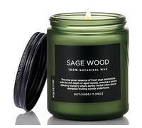 M&SENSE Sage Wood Small Soy Wax Scented Candles Gifts for Men Strong 200g 50H Organic Candles for Office Friend Non Toxic Home Fragrance Candle for Home Decor Bed Room Living Room