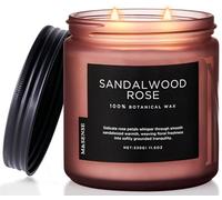 M&SENSE Sandalwood Rose Medium Aromatherapy Candles for Relaxing Stress Relief 330g 70H Soy Wax Scented Candles Gifts for Women Men 2 Wick Organic Non Toxic Home Fragrance Candles for Bedroom
