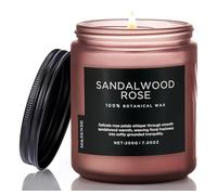 M&SENSE Sandalwood Rose Small Aromatherapy Candles for Relaxing Stress Relief 200g 50H Soy Wax Scented Candles Gifts for Women Men Organic Non Toxic Home Fragrance Candles for Bedroom