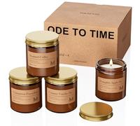 M&SENSE Scented Candles Gifts for Women 4x100g Natural Soy Wax Candles Long Burning, Pumpkin Apple,Cinnamon,Creamy Vanilla,Roasted Coffee Candle Gift Set for Birthday Christmas Wedding