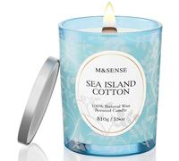 M&SENSE SeaIsland Cotton Large Soy Scented Candles Gifts for Women Men 510g 100 Hours Organic Non Toxic Candle for Home Decor Friend Wooden Wick Luxury Aromatherapy Candle for Stress Relief