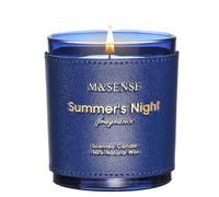 M&SENSE Summers Night Unique Design Leather Scented Candles Gifts for Women Men 280g 42H Special Soy Summer Candles Gift for Home Party Romantic Dinner Summer Breeze Aromatherapy Candle for Relaxing