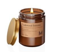 M&SENSE Teakwood Intense Scented Candles Gifts for Women 200g Aromatherapy Glass Candle for Home Natural Soy Wax Long Lasting Amber Jar Candles Gift for Birthday Housewarming Christmas