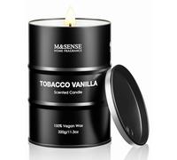 M&SENSE Tobacco Vanilla Scented Candle, 320g Organic Soy Wax, Up to 70 Hours Burn Time, Non Toxic Rich Home Fragrance Candle, Luxury Gift for Men and Husband, Cozy Aromatherapy and Aesthetic Decor