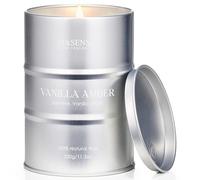M&SENSE Vanilla Amber Scented Candle, 320g Organic Soy Wax, Up to 70 Hours Burn Time, Non Toxic Warm Home Fragrance Candle, Luxury Gift for Men and Women, Cozy Evening Relaxation