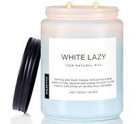M&SENSE White Lazy Large Organic Soy Scented Candles Gifts for Men Women 2 Wick 550g 110H Candles Long Burning for Home Decor Friend Family Non Toxic Aromatherapy Candle for Stress Relief Relaxtion