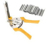 M Shape Stainless Steel Animal Wire Cage Clamp, Rabbit Cage Plier for Chicken and Bird Cages, Multifunctional Pet Cage Tool with Plastic Handle and 600pcs M Nails for Secure Tying (Yellow)