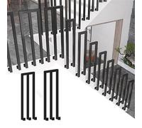 M-Shaped Outdoor Steps il Black Wrought Iron Side-Mounted Guardrail for Stairs Decks Balconies & Gardens - Stair Railing for Indoor/Outdoor Use