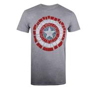 (M, Sports Grey) Captain America Mens Shattered Logo Marl T-Shirt