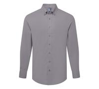 (M, Steel Grey) Premier Mens Supreme Oxford Long-Sleeved Formal Shirt