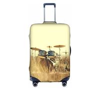 M Suitcase Cover Protector â€“ Elastic Music Drum in Field Print Luggage Travel Accessories for Business Trips