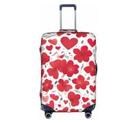 M Suitcase Cover Protector â€“ Valentine's Day Red Heart Flower Print Luggage Case for Women & Girls, Travel Accessories, Aesthetic Tags