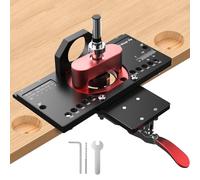 M-T Concealed Hinge Jig, 35mm Metal Cabinet Door Hinge Jig Hole Drilling with Quick Clamp and Dust Vacuum Adapter for Woodworking Cabinet Door Hinges Mounting Tool Hardware