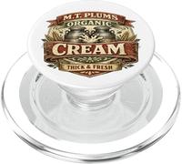 M.T. Plums Organic Cream Funny Vintage Dairy Design PopSockets PopGrip for MagSafe